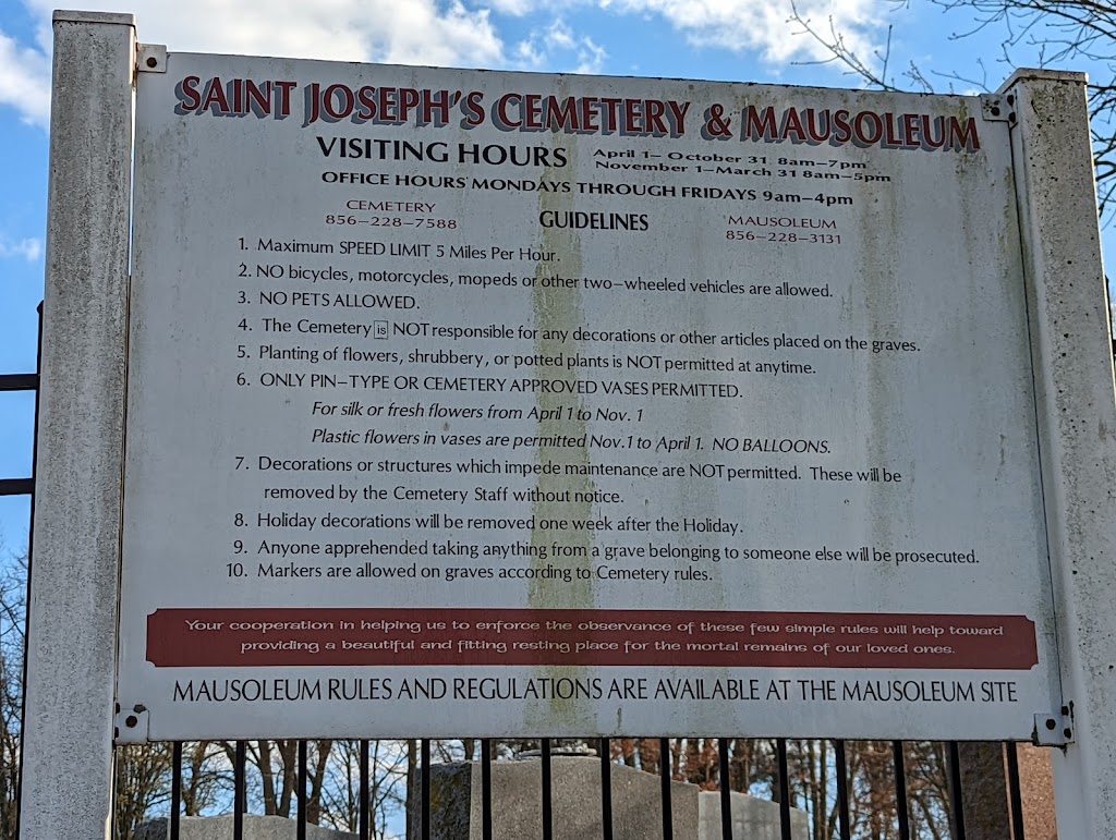 St Josephs Cemetery & Mausoleum | 240 Lower Landing Rd, Blackwood, NJ 08012 | Phone: (856) 228-7588