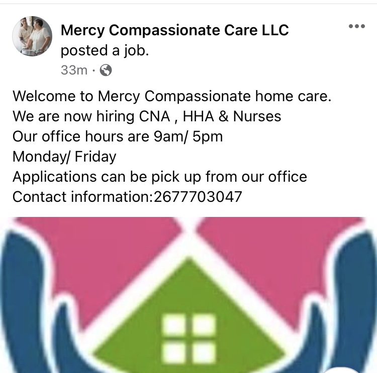 Mercy Compassionate home care | 255 Appletree Dr, Levittown, PA 19055 | Phone: (267) 770-3047