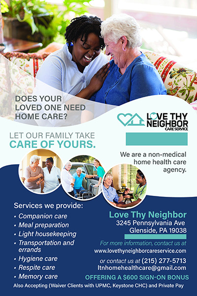 Love Thy Neighbor Care Service | 3245 Pennsylvania Ave Suite B, Glenside, PA 19038 | Phone: (215) 277-5713