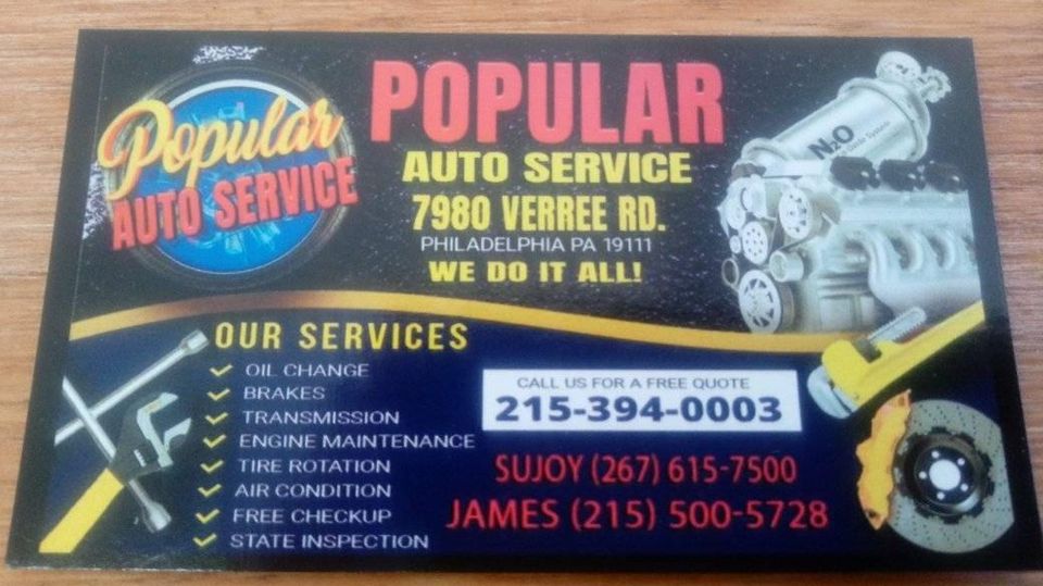 Popular Auto Service | 7980 Verree Rd, Philadelphia, PA 19111 | Phone: (215) 394-0003
