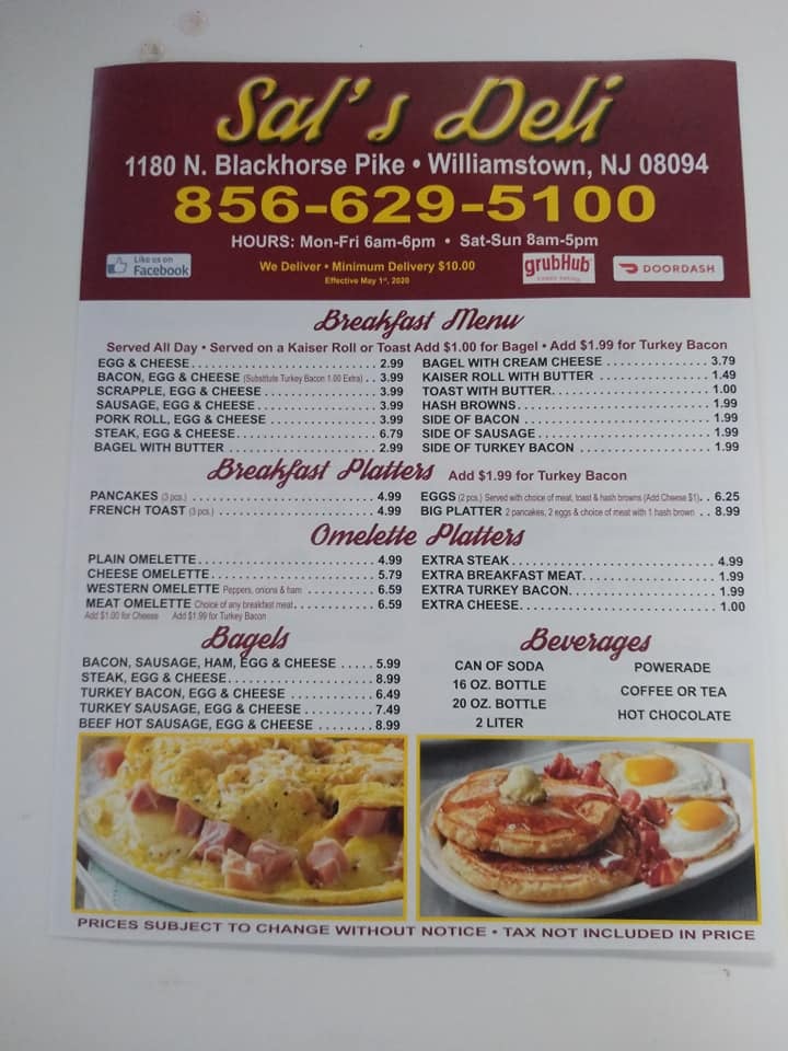 SALS DELI | NEXT TO PAPA JOHNS, 1180 N Black Horse Pike, Williamstown, NJ 08094 | Phone: (856) 629-5100